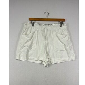 Coastal Summer Universal Thread Womens Large White Linen Blend Paperbag Shorts